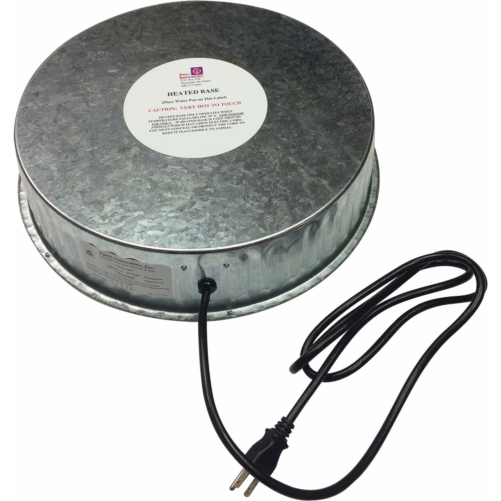 Farm Innovators Heated Base For Metal Poultry Water Food Bowls, Grey, 125-Watt