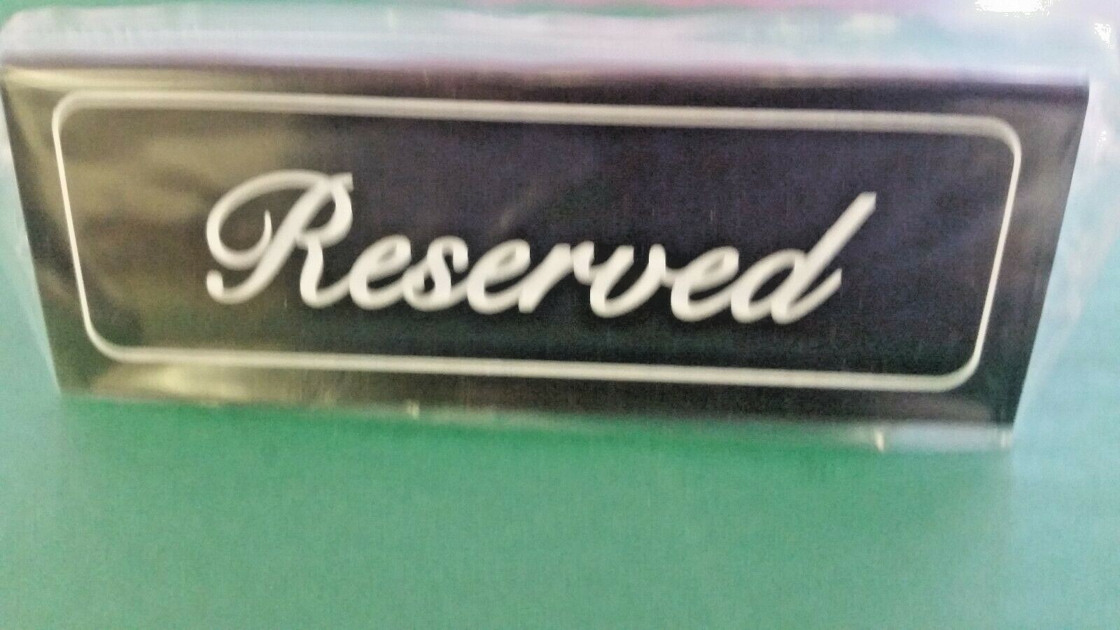 "RESERVED" SIGN BLACK DOUBLE-SIDED DURABLE VINYL 5 1/2" x 2" BANQUETS (ONE)