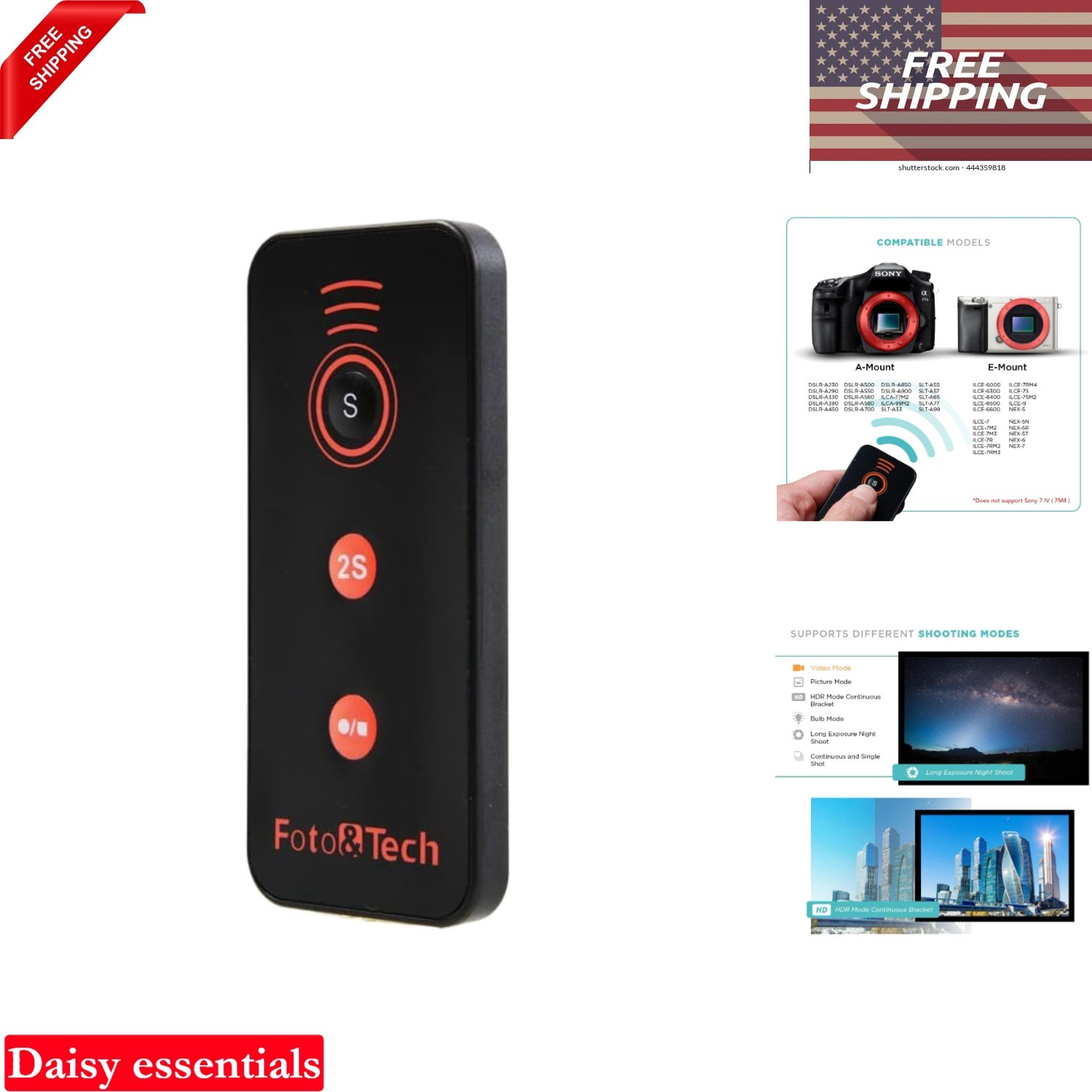 Wireless Camera Remote for Sony A7R IV III A9 A7II A6600 32Ft Range Ergonomic...