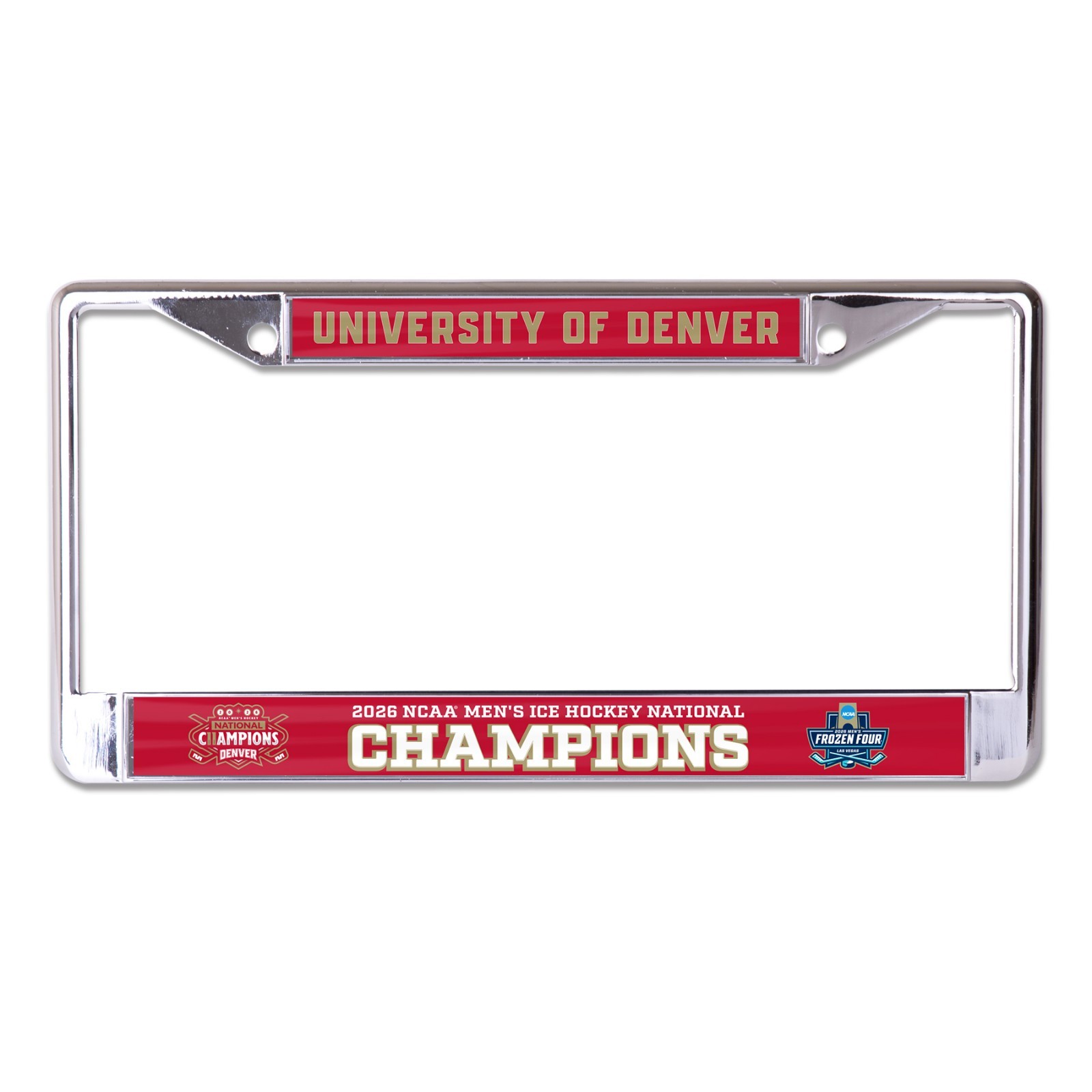 2026 Frozen Four National Champions Denver Pioneers Metal License Plate Frame