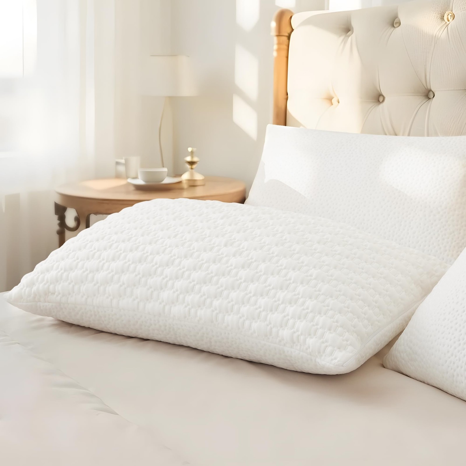 ALPHA HOME King Size Pillows- Adjustable Shredded Memory Foam Pillow for Back...