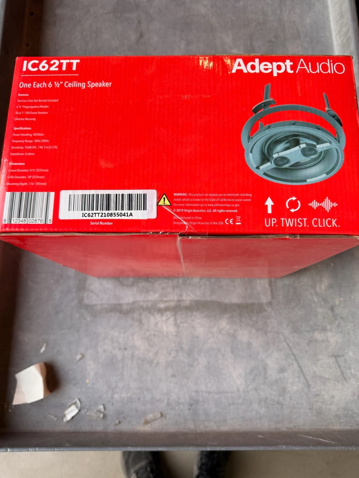 Adept Audio IC62TT 6.5” In-Ceiling Speaker w/ Trim Bracket – New In Box SEALED