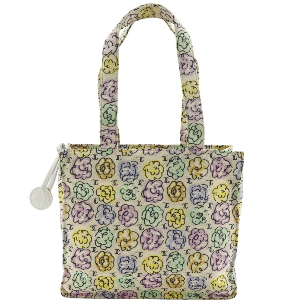 CHANEL Mini handbag Camellia print Tote Bag Ivory Nylon Women