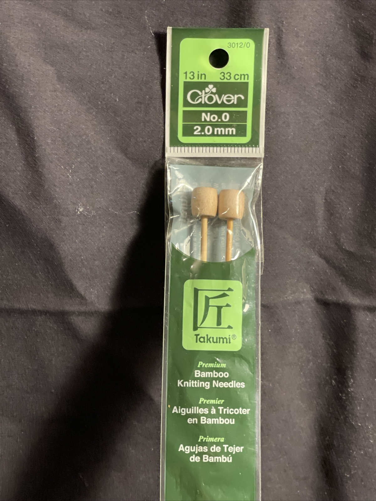 Takumi Bamboo Single Point Knitting Needles 13" To 14"-Size 0/2mm -3012-0