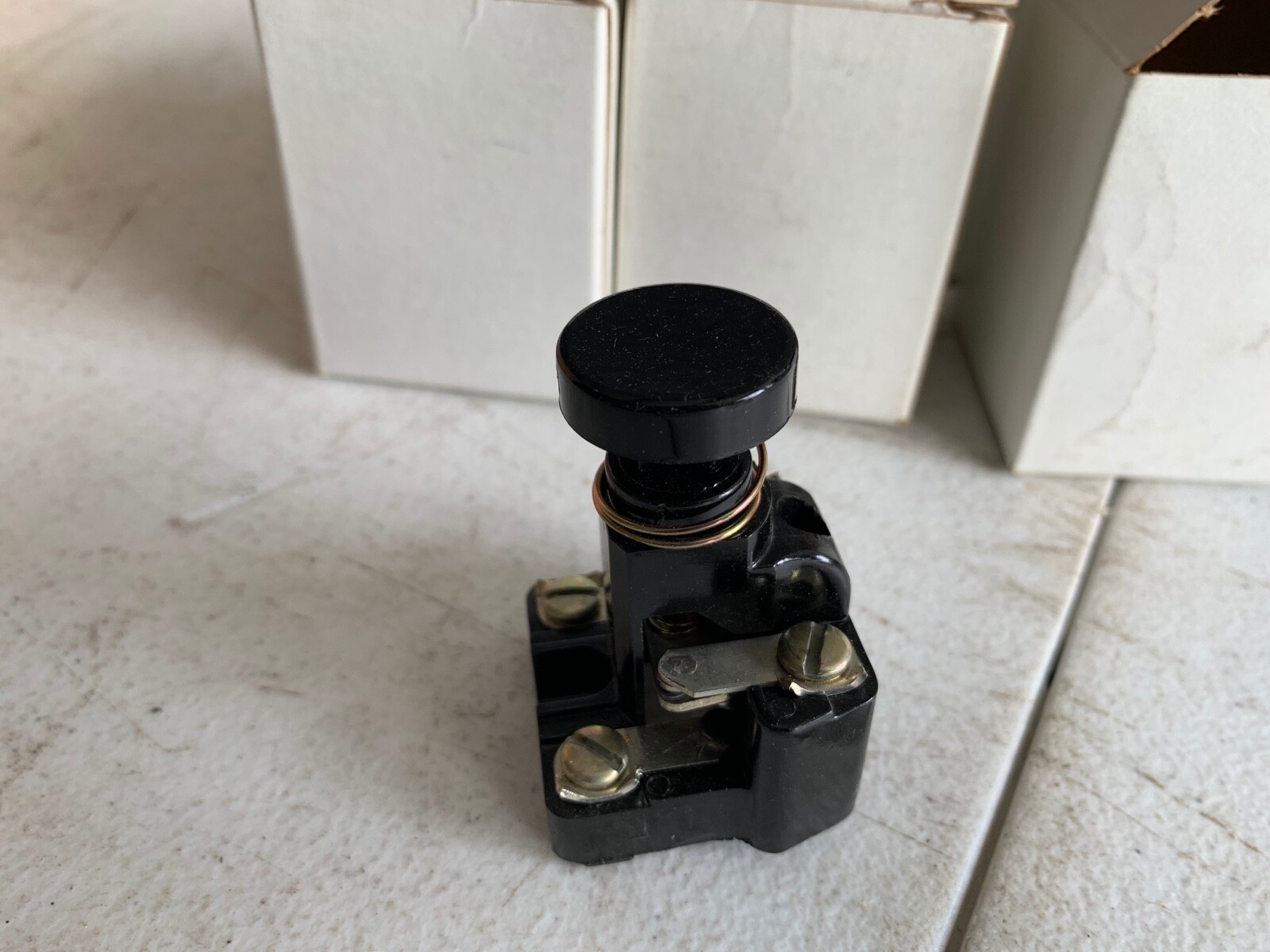 Two (2) General Electric 365B113G002 Black Push Button Switches, NOS