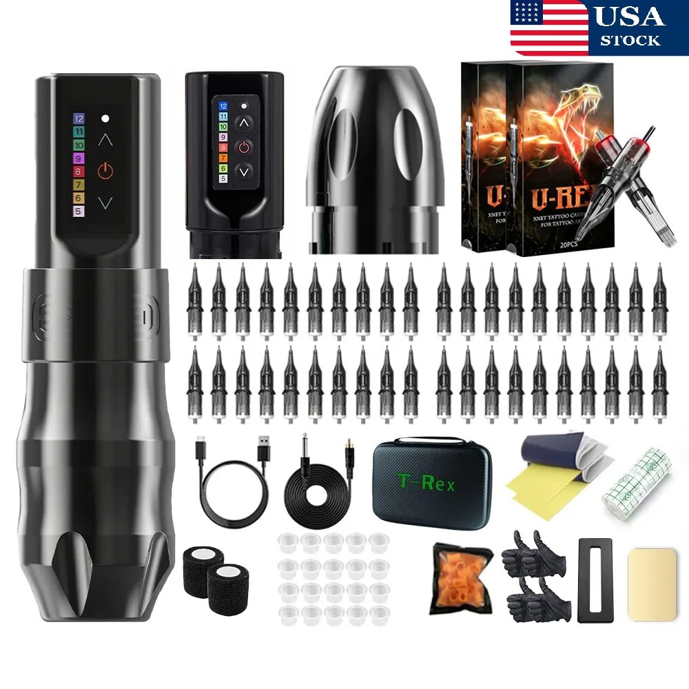 T-Rex Professional Wireless Tattoo Pen Machine Kit Coreless Motor with 2400mAh