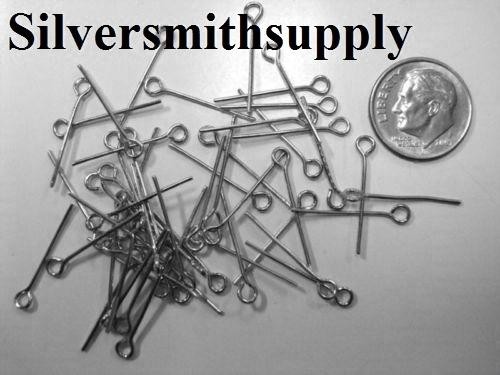3/4 in White gold plated eye pins 50 dangle earring findings rosary links fep030