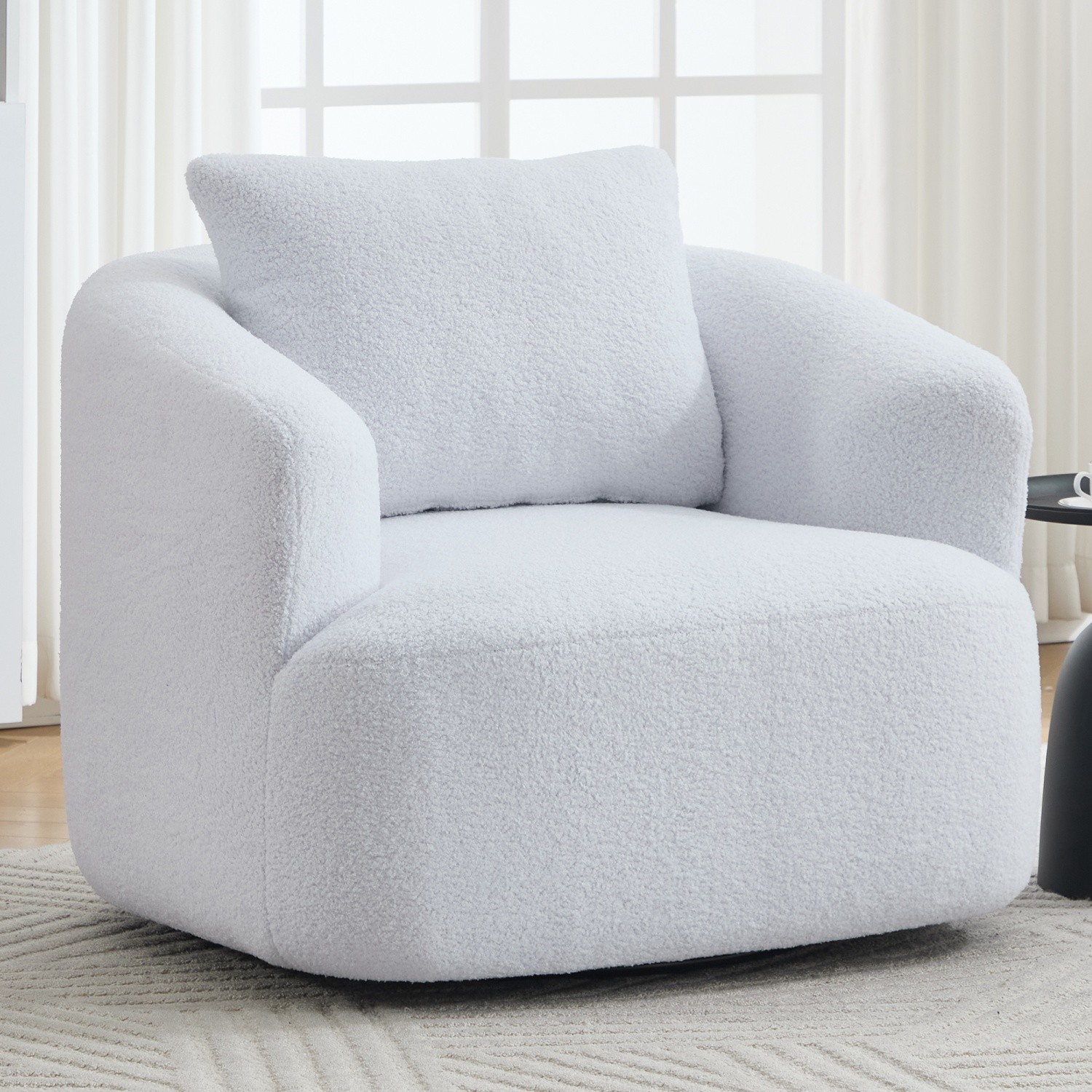 Modern 360° Swivel Accent Chairs Teddy Fleece Upholstered Sofa for Living Room