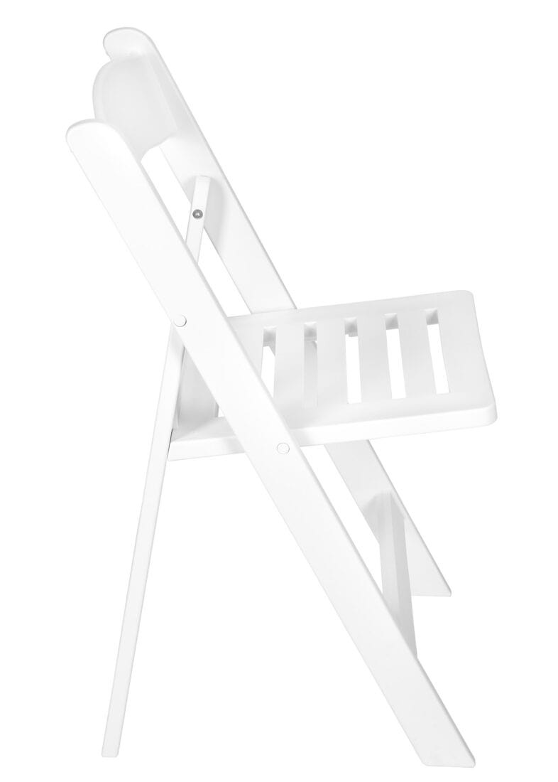 White Resin Folding Chair with Slatted & Padded Seat - 2N1 by Chivari