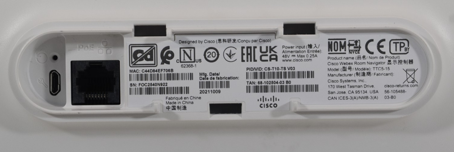 Cisco TTC5-15 Room Navigator Touch Panel