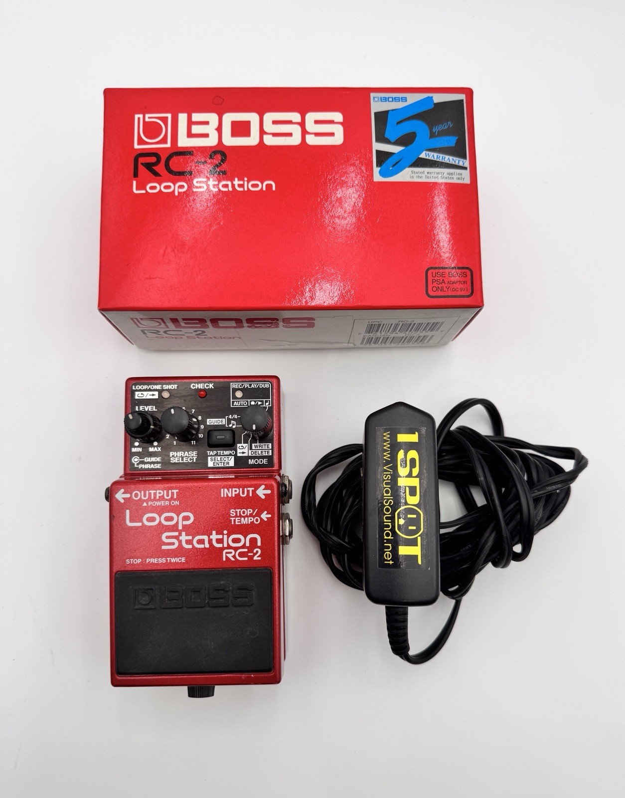 Boss RC-2 Loop Station Looper Pedal w/ Original Box l & 1 SPOT Power Supply
