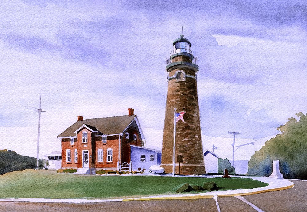 Fairport Harbor Lighthouse, Lake Erie, Grand River, Ohio. James Mann Notecards