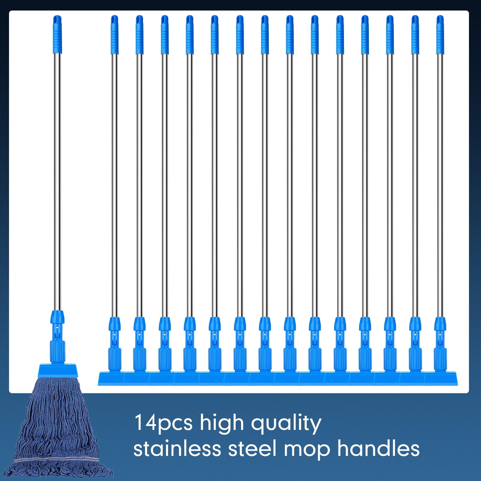 14 Pack Commercial Mop Handles Bulk Iron Mopping Tube 64 inch Heavy Duty Mop ...
