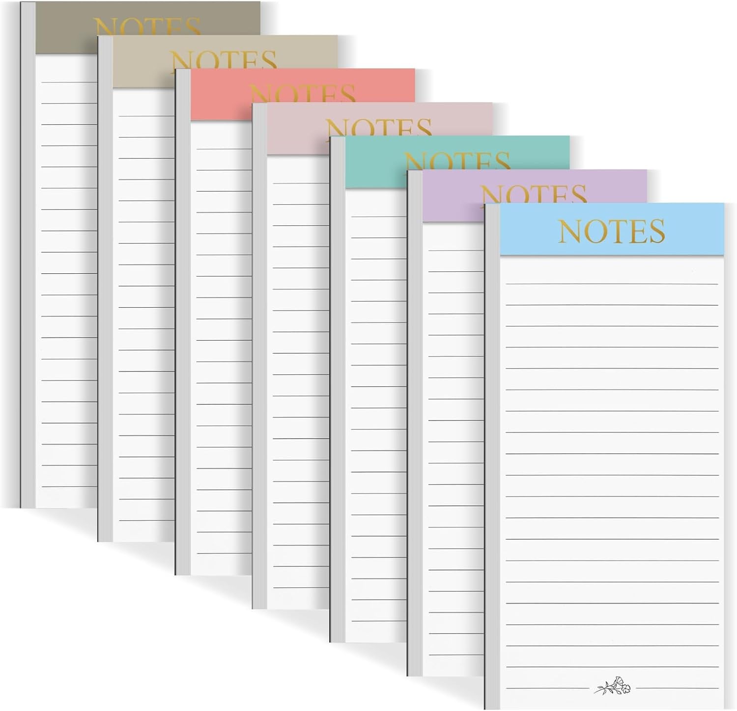 7 Pack Magnetic Notepads for Refrigerator, Morandi Color Magnetic Grocery List