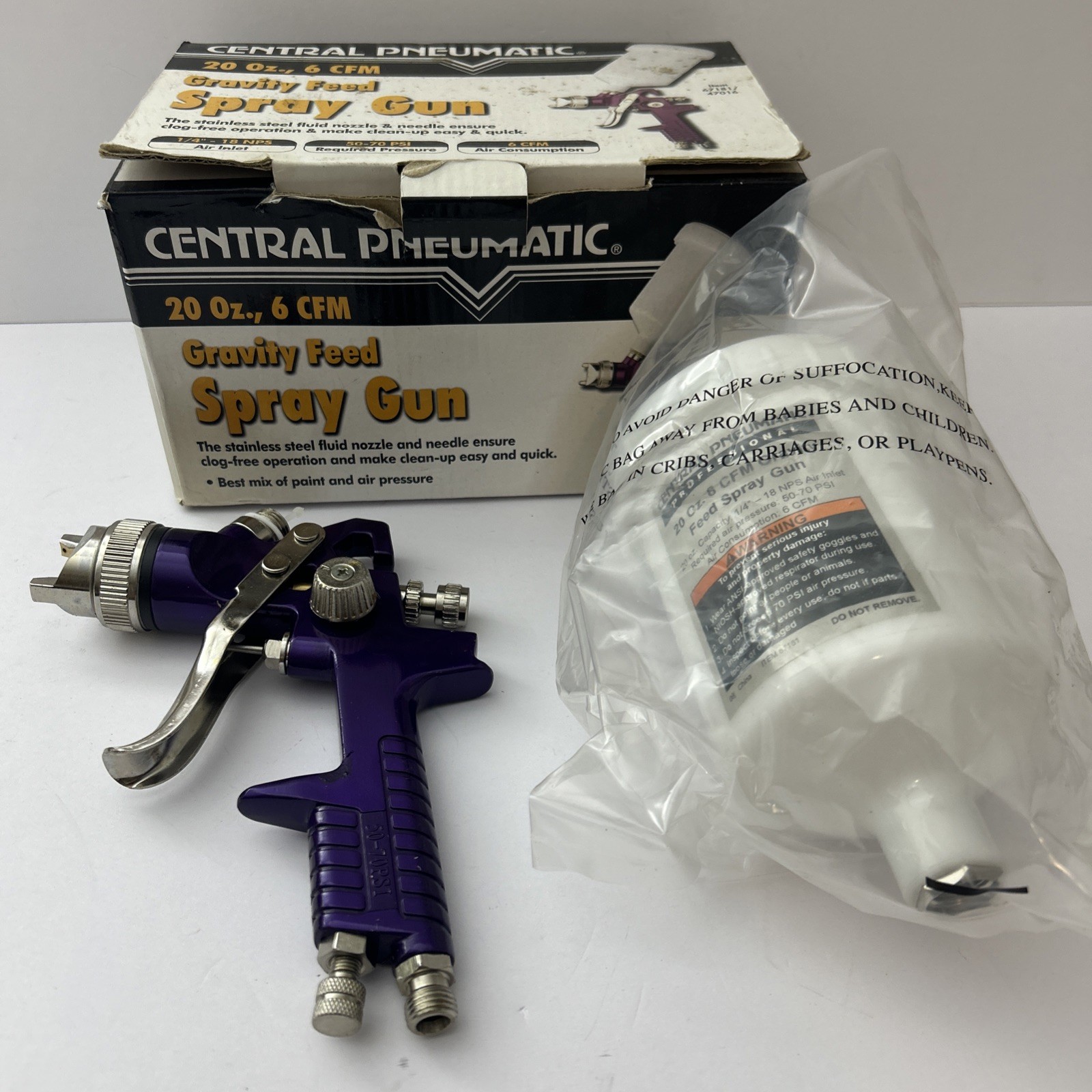 Central Pneumatic 47016 High Volume Low Pressure Gravity Feed Spray Gu Sprayer