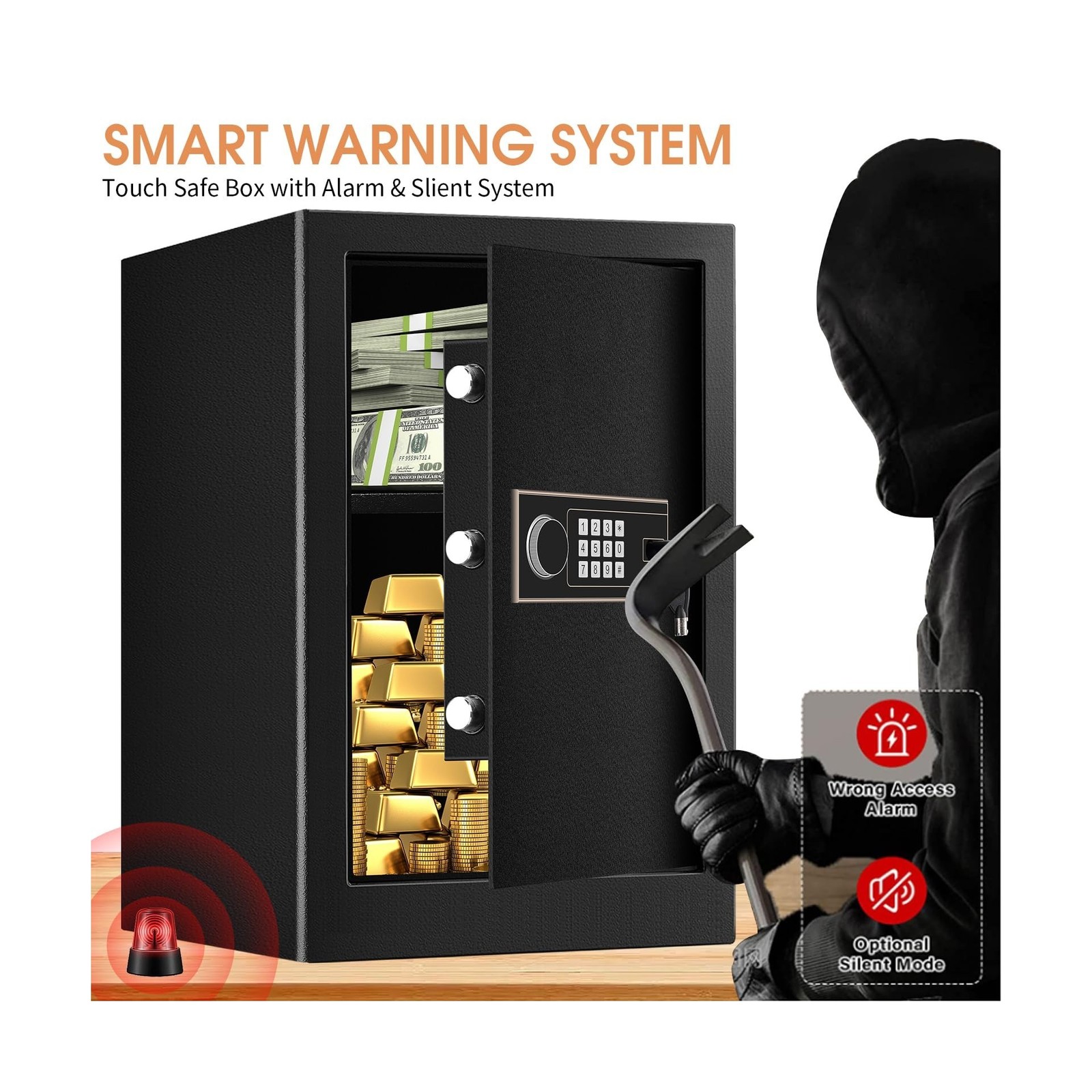 3.4 Cuft Large Fireproof Safe for Home, Safety Box with Programmable Keypad a...