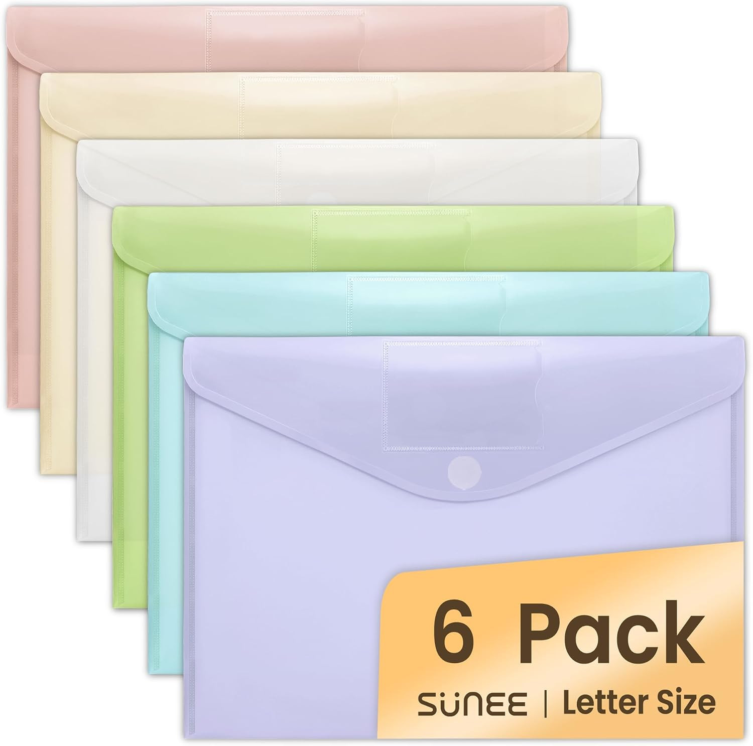 6 Pack Plastic Envelopes, Folders for Document for A4 Letter Size, Poly File Fol