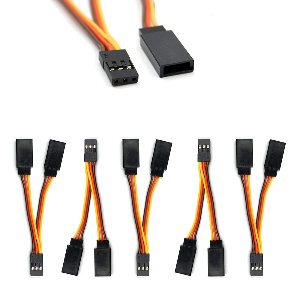 5 Pcs JR/Futaba Style Servo 1 to 2 Y Harness Leads Splitter Cable Male to...