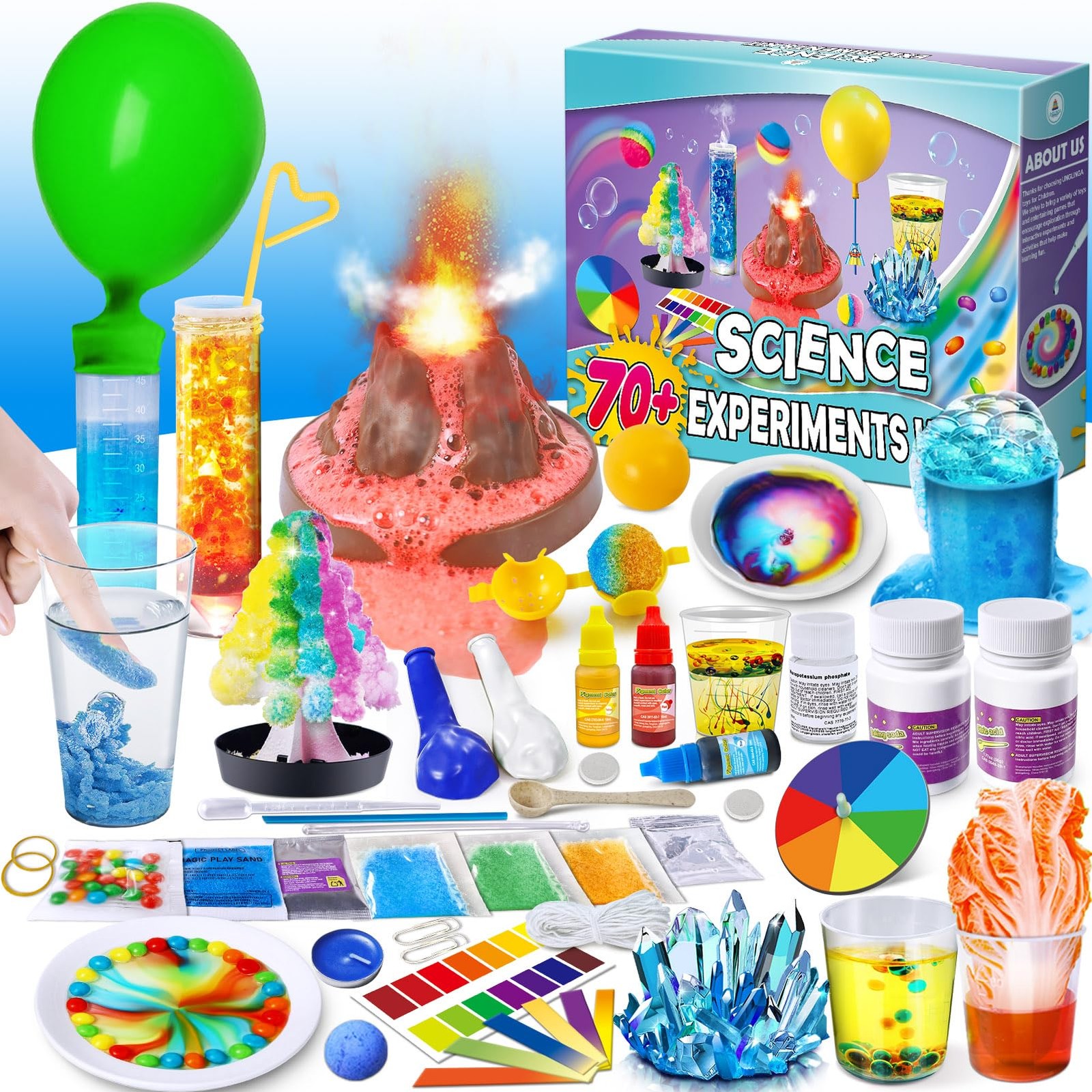 UNGLINGA 70+ Experiments Science Kit for Kids, 6.89 x 9.45 x 2.36 inches