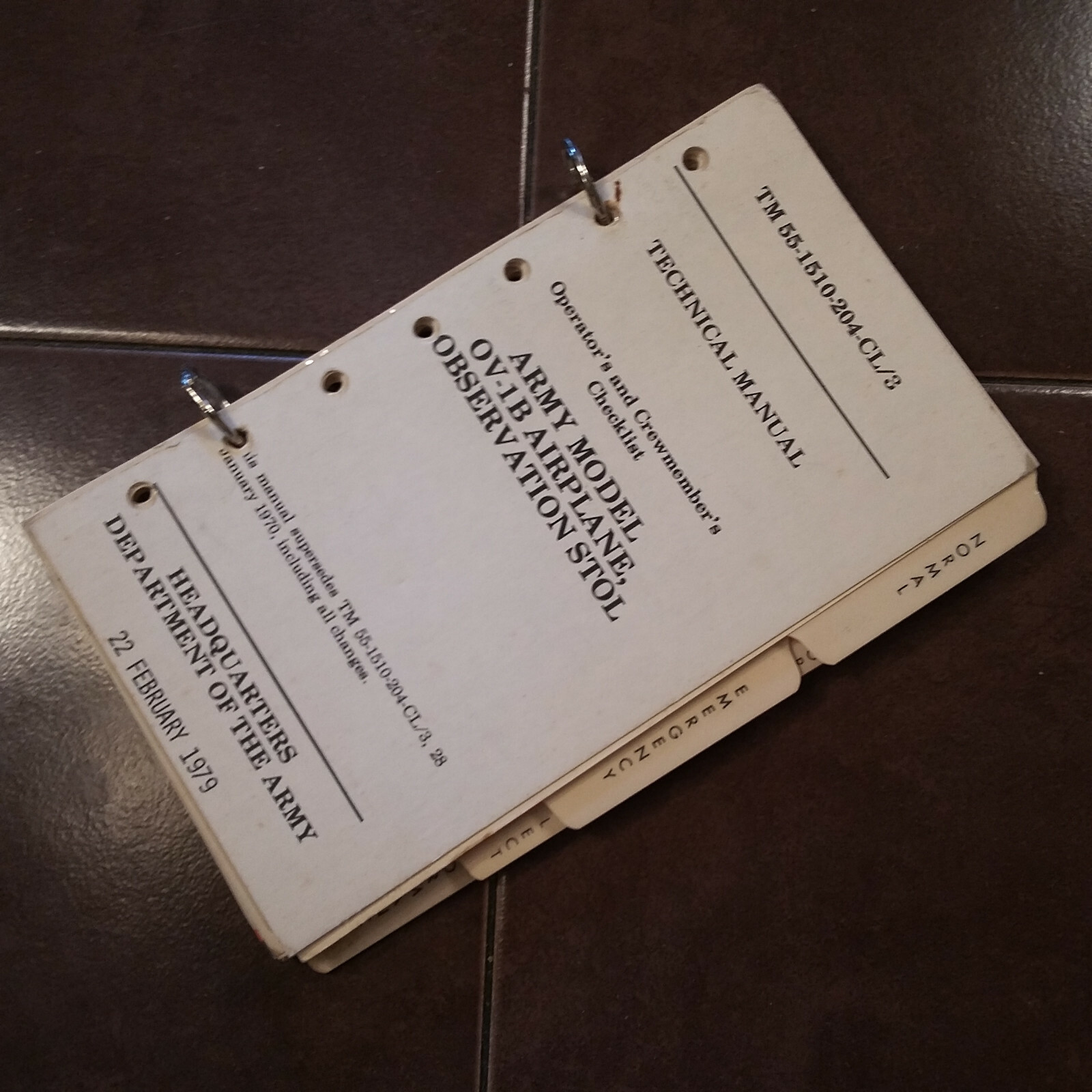 Grumman OV-1B Mohawk Operator's & Crewmembers Checklist