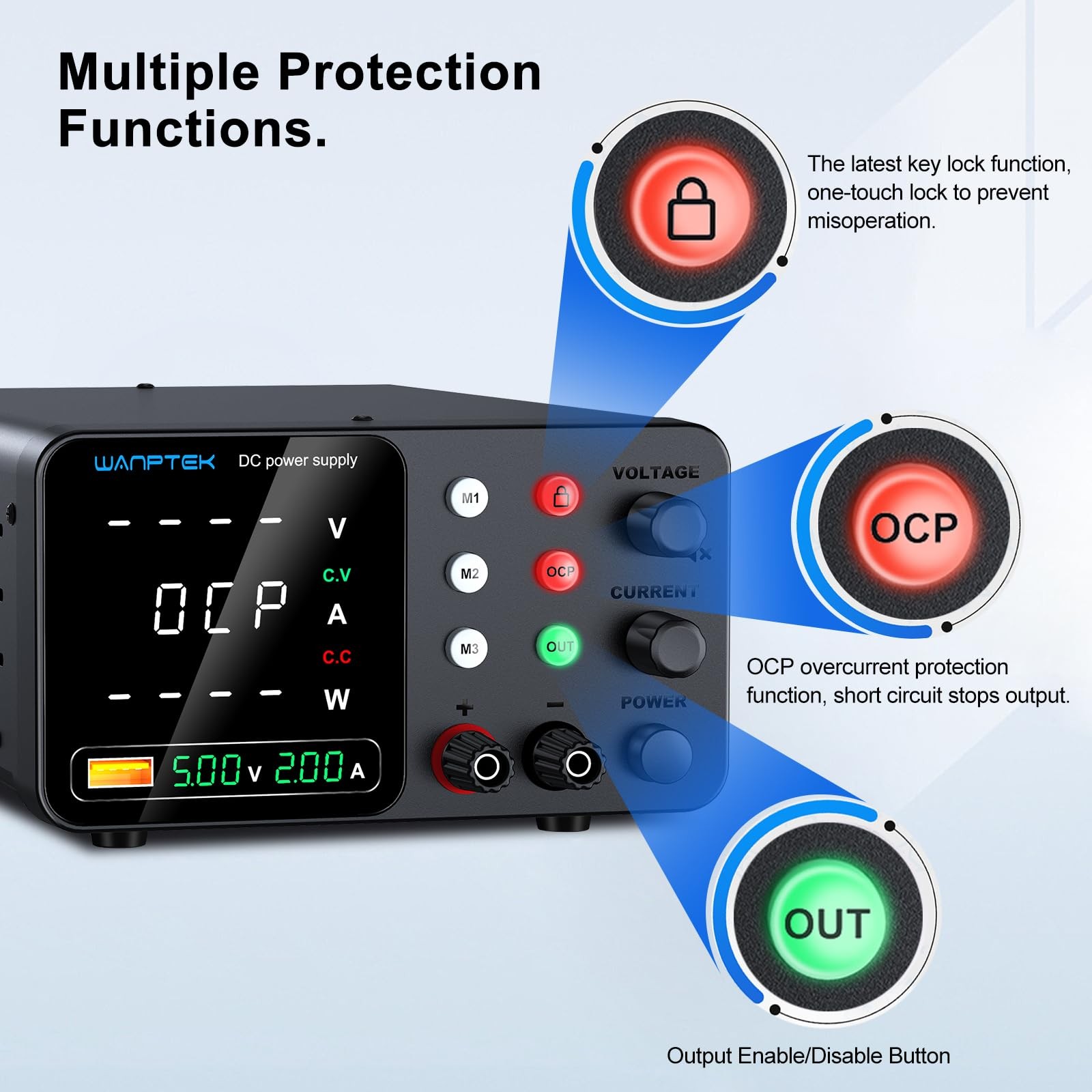 WANPTEK 30V 10A Black Power Supply