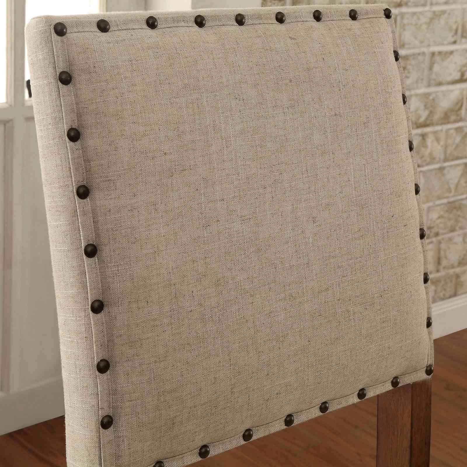 Rustic Style 2pc Bar Chair Padded Seat And Back Nailhead Trim Rustic Oak Finis