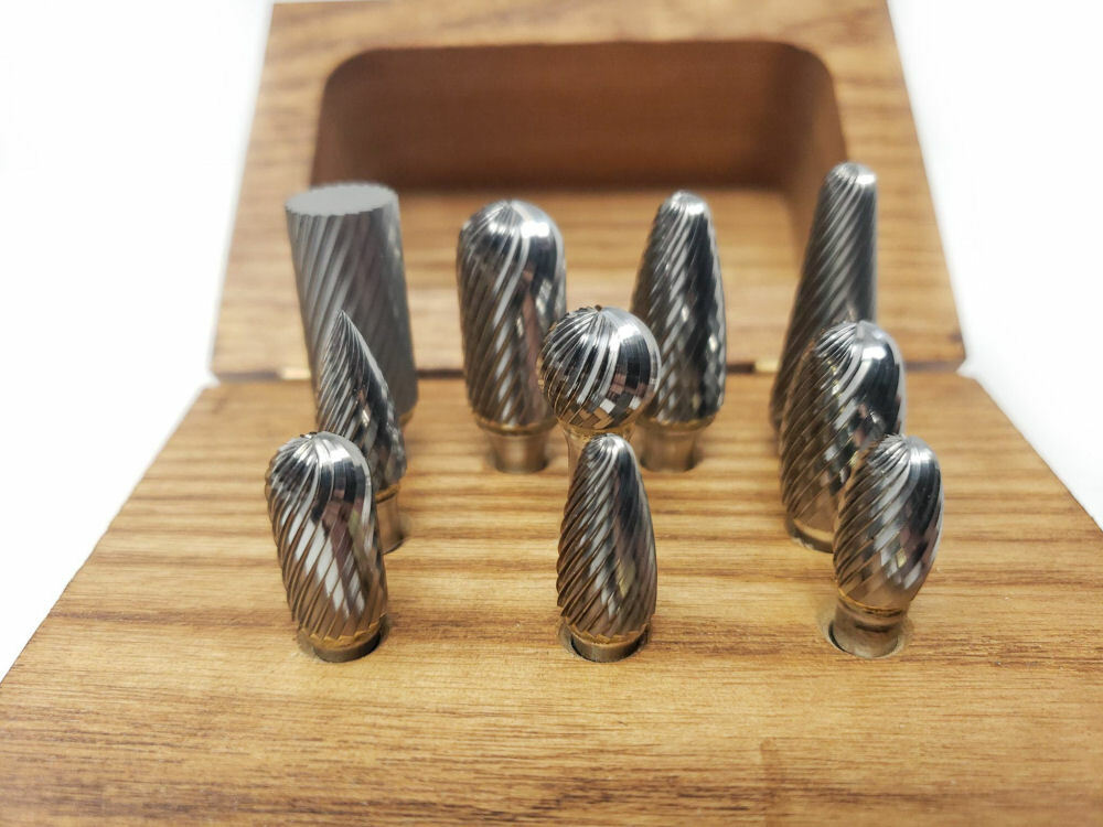 Carbide Burr Set 1 Single Cut Cutting Tool Die Grinder Bit 1/4" Shank USA MADE