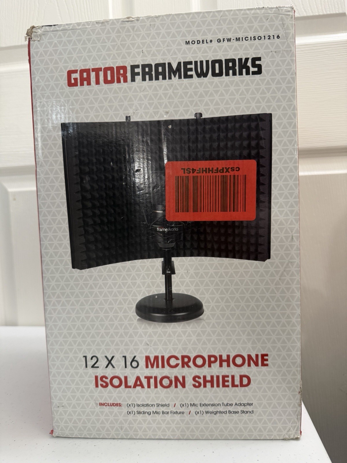 Gator Frameworks Portable Mic Isolation Shield Desktop Vocal Booth 12x16 w/Base