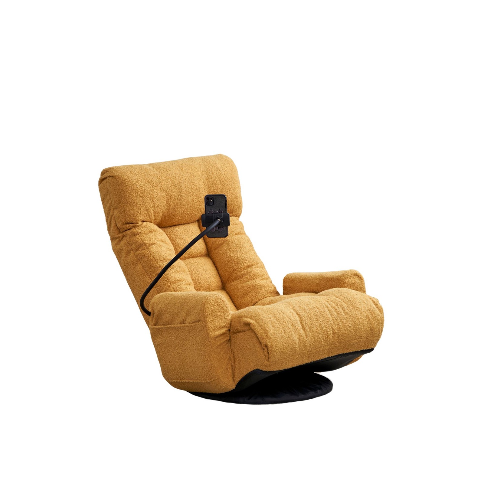 Adjustable Lounge Sofa Chair 360° Rotatable Yellow Cotton