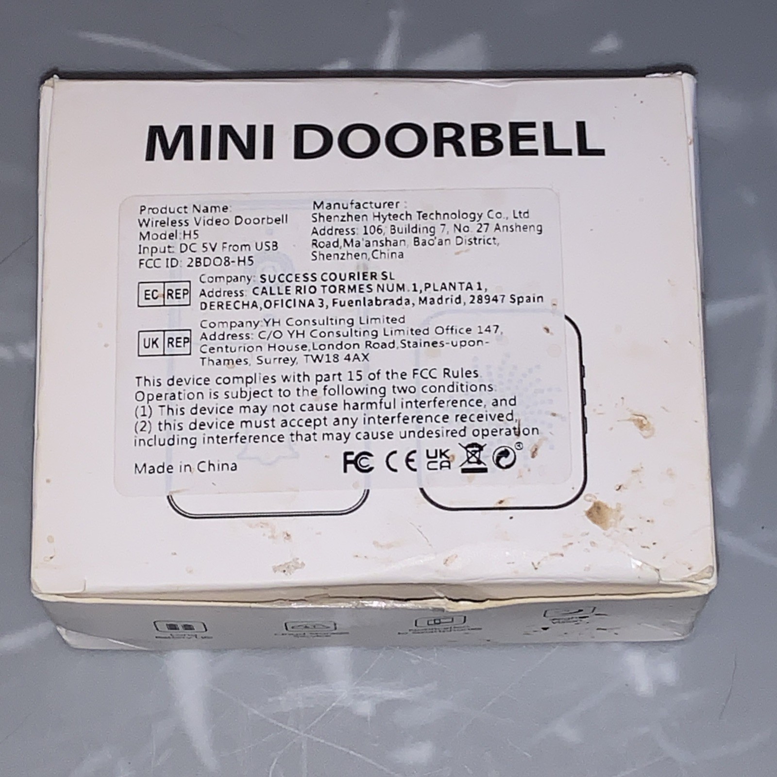 Mini Video Wireless Doorbell Camera Night Vision 2 Way Audio Black