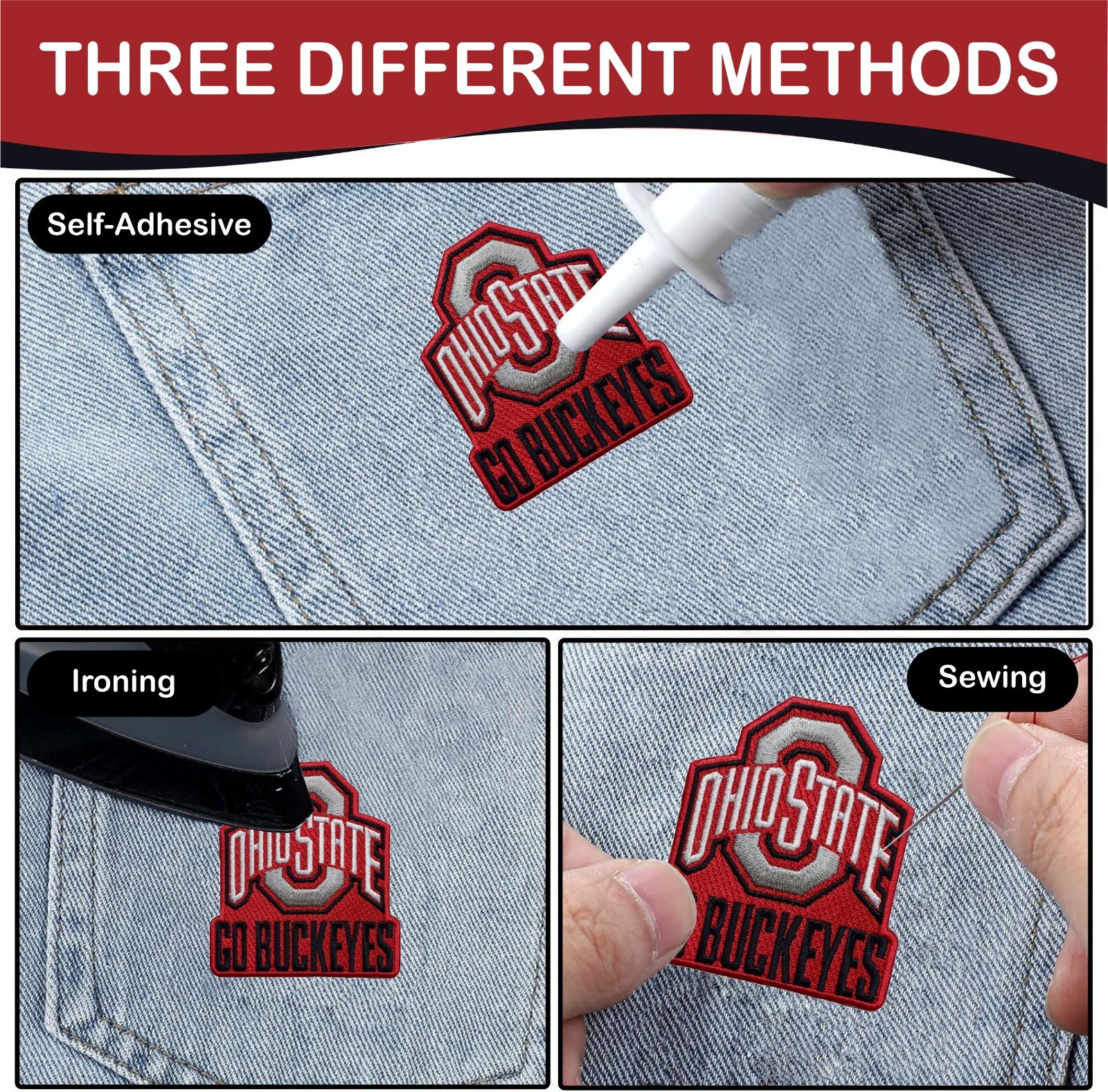 Ohio State Buckeyes Logo Iron On Patch - Sew Patch - Embroidered Patch 3.4"x3.8"