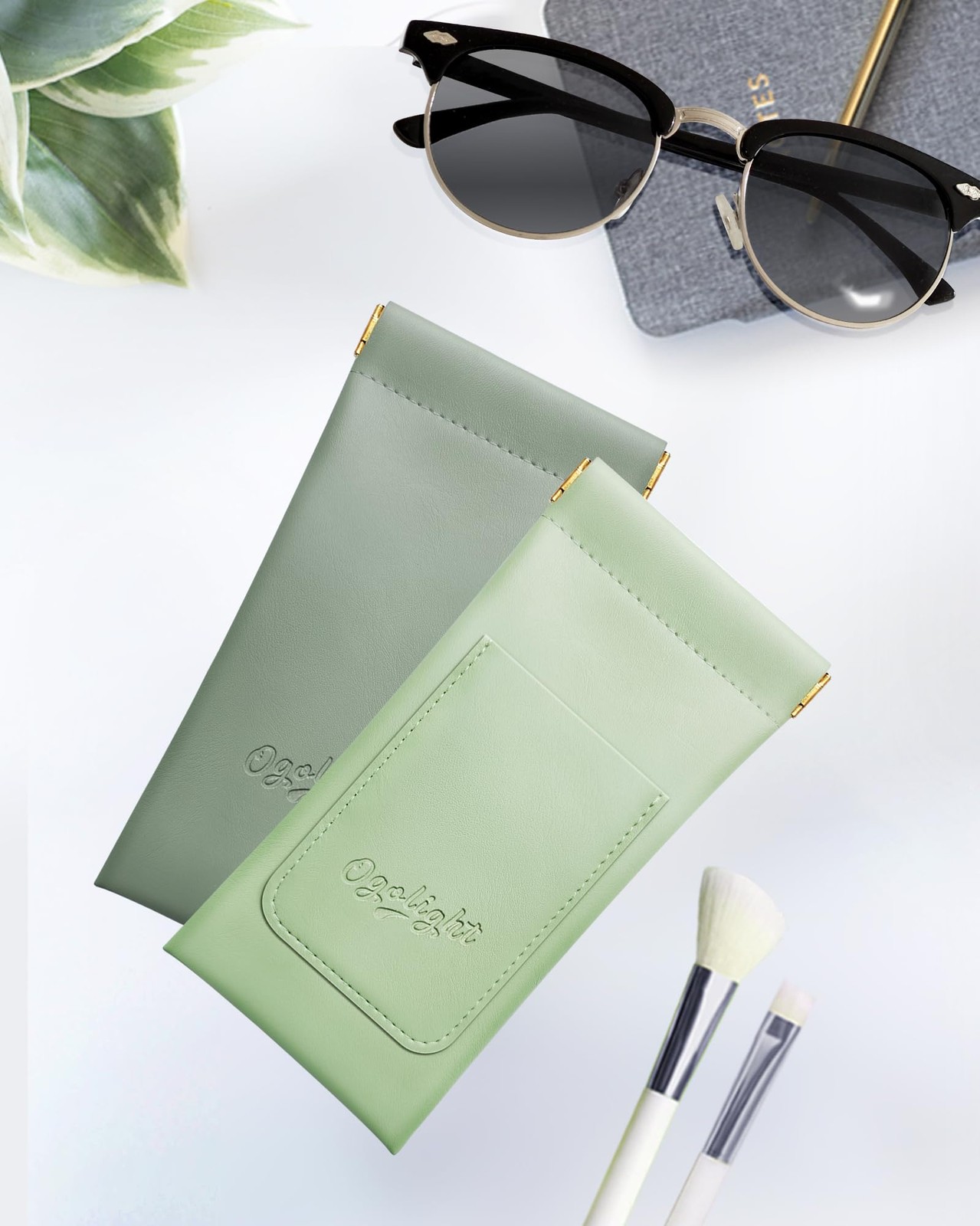 Eyeglass Cases Soft 2 Pack - Squeeze Top Anti Scratch Sunglasses Soft Case fo...