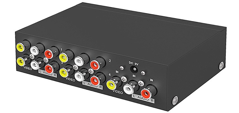 Premium 1 In 4 Out Analog Video Audio Distributor With RCA Input Outputs