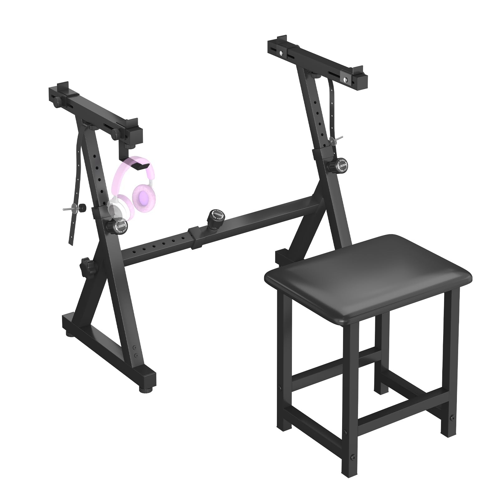 Z Style Keyboard Stand with Bench Set, Heavy Duty Piano Stand Fully Adjustabl...