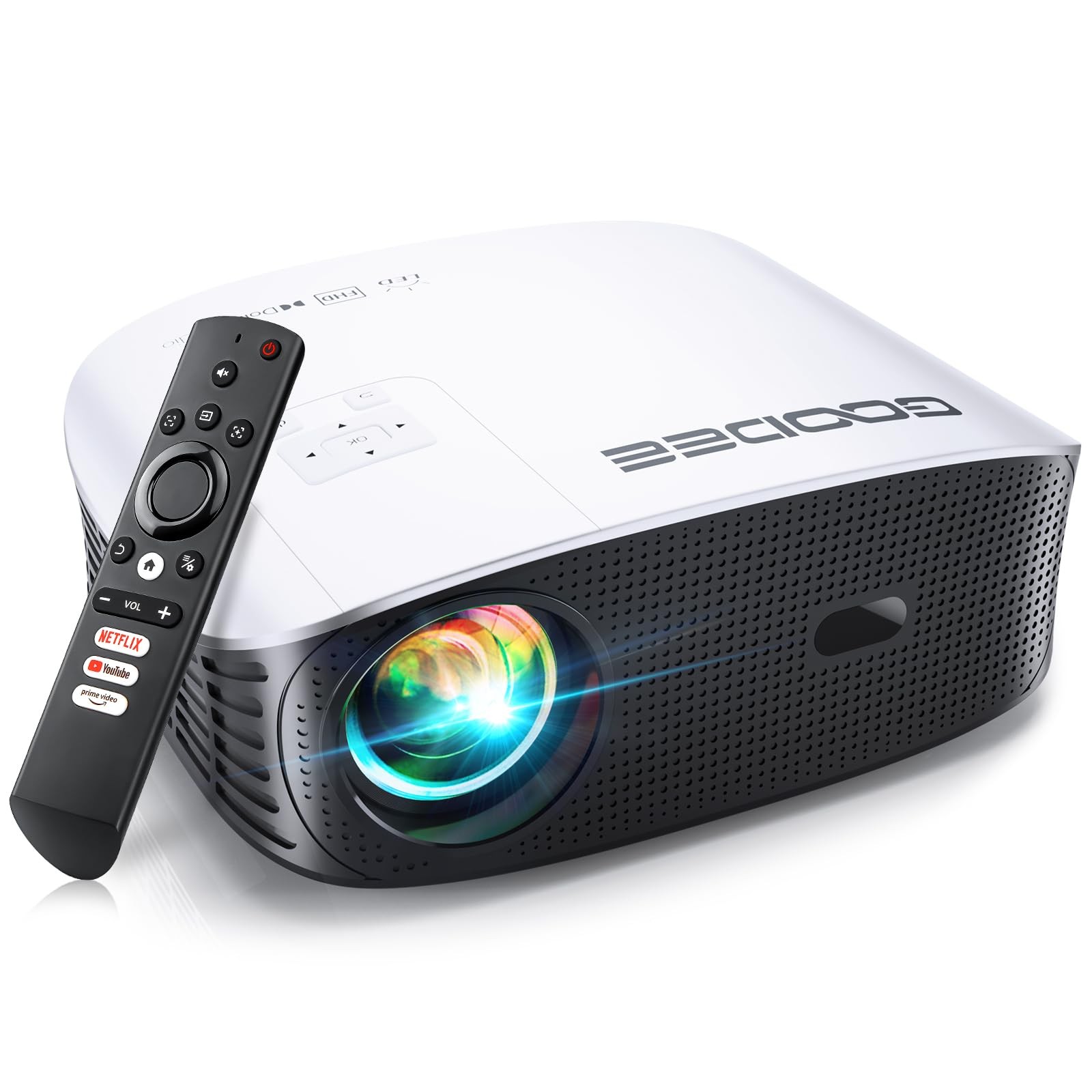 4K Smart Projector with 5G WiFi, Bluetooth, Dolby Audio for Home Theater