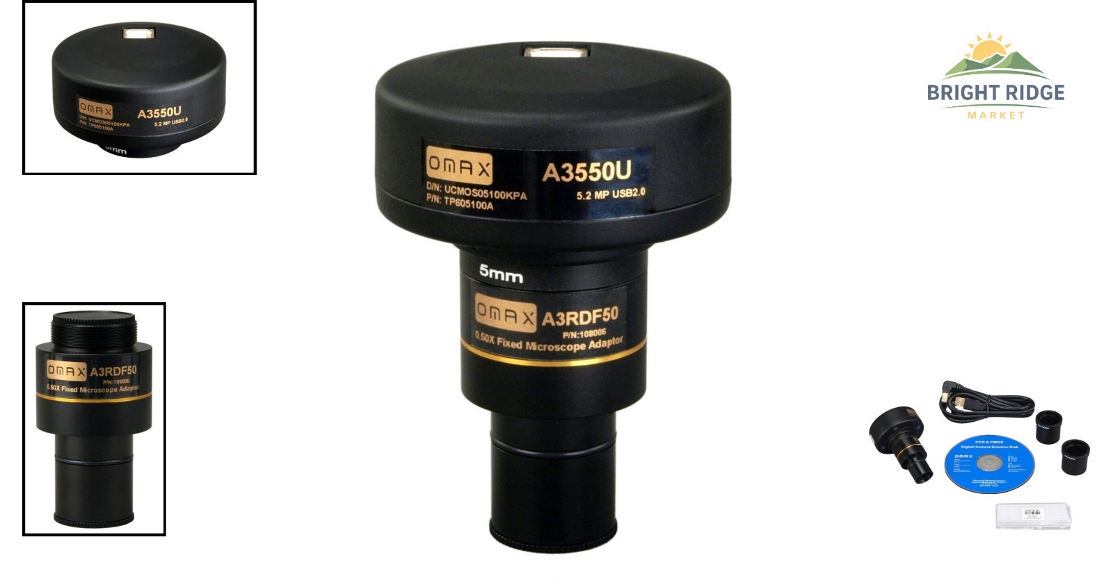 High Resolution Digital Microscope Camera with LED Light and Calibration Slide