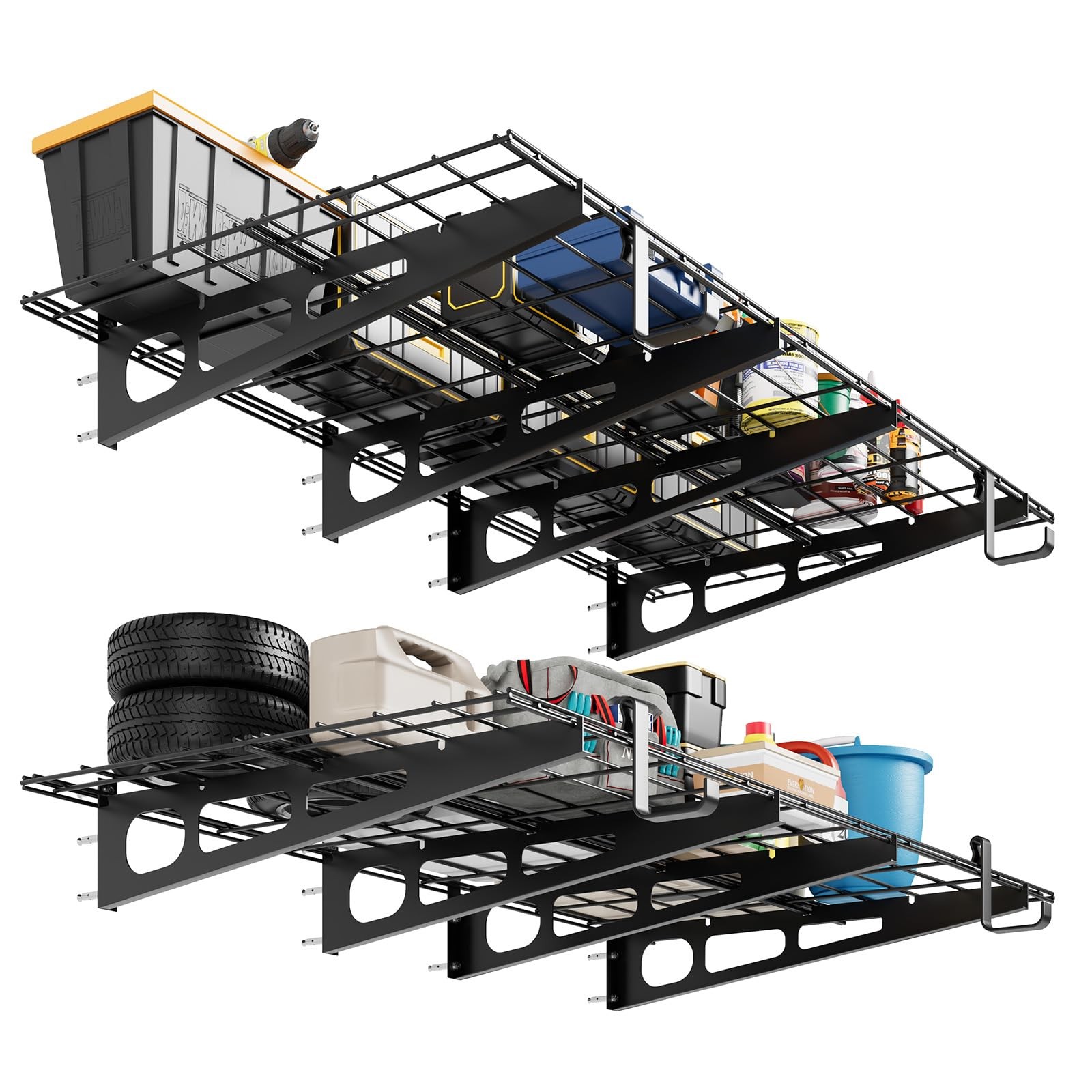 2pk Garage Shelves,Wall-Mounted Storage Rack,Floating Shelf Tools Organizer2x6Ft