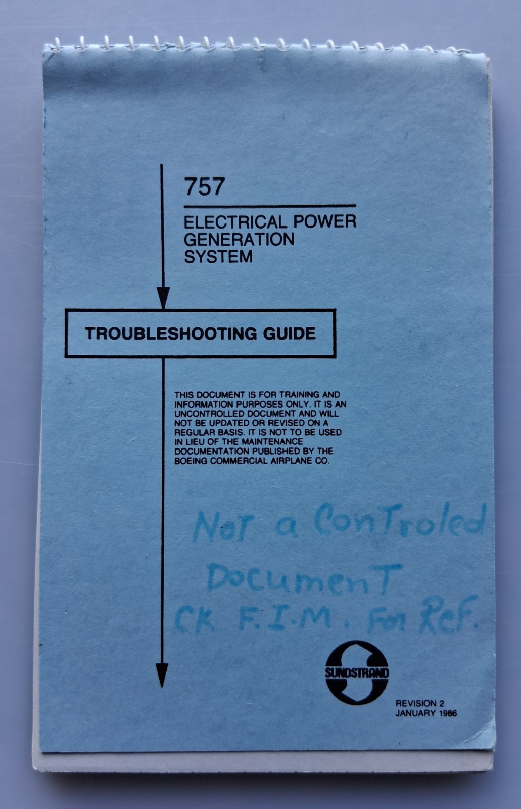 Sundstrand 757 ELECTRICAL POWER GENERATION SYSTEM TROUBLESHOOTING GUIDE, 1986