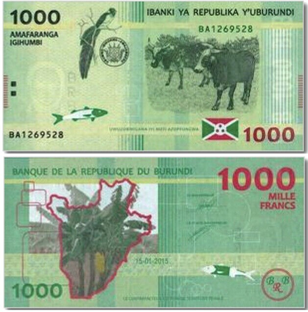 BURUNDI 🇧🇮 P51* 1000 FRANCS* ND 15/01/2015* UNC GEM* USA SELLER