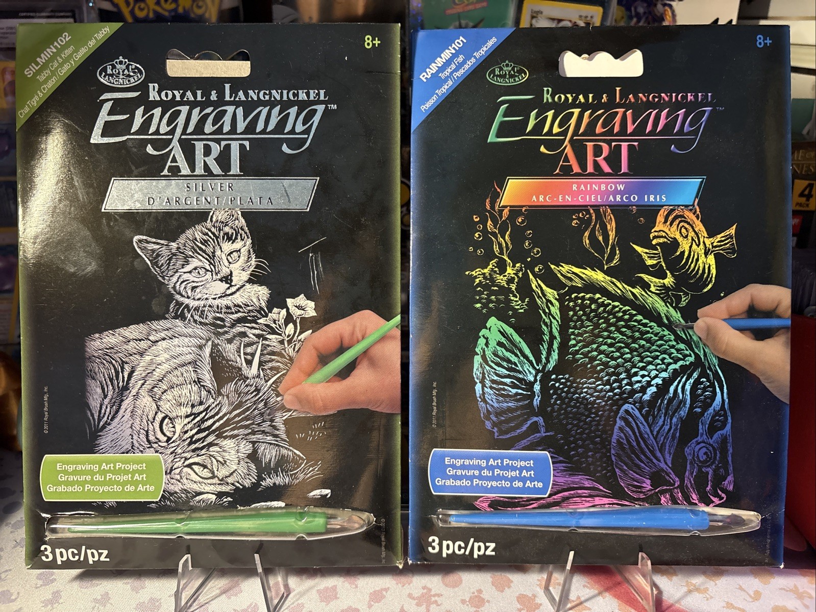 Royal & Langnickel(R) Silver Foil Engraving Art Kit 8X10 Cat Fish LOT OF 2 NEW