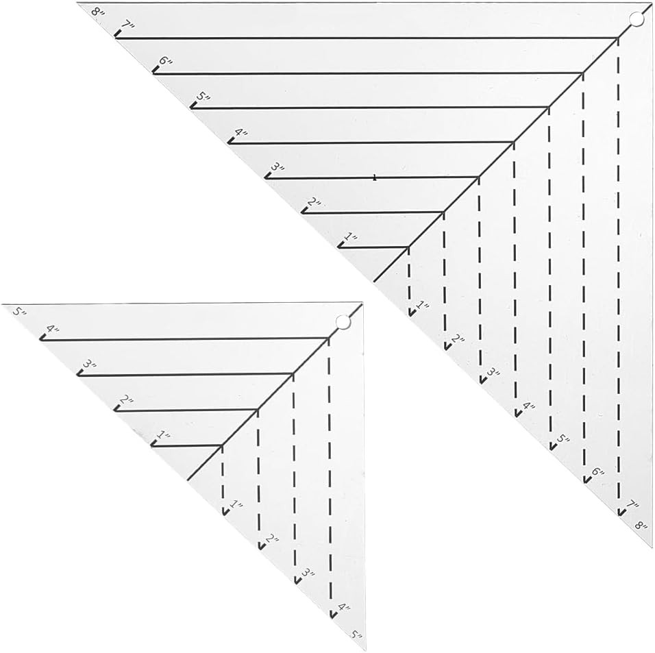 2Pcs Boxed Corner Template Half-Square Triangles 2 Size Acrylic Cutting Corners