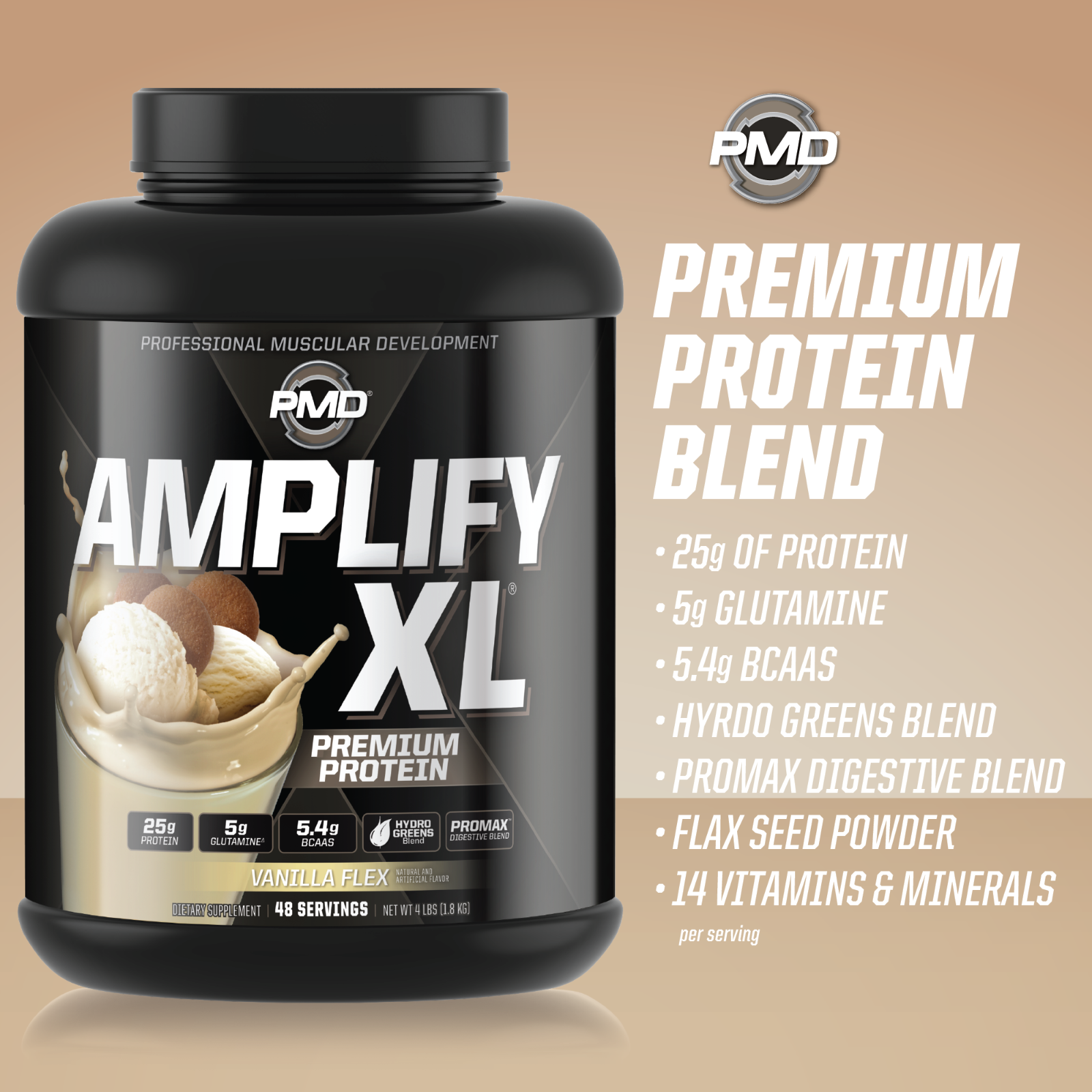 AMPLIFY XL - Protein Matrix - Strength & Recovery - Vanilla Flex (48 Servings)