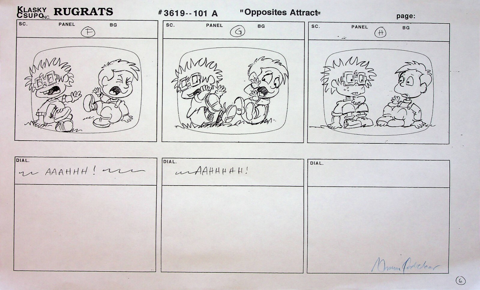 RUGRATS Signed NORMAN QUEBEDEAU Production Storyboard Season 6 Copy Page #NQ