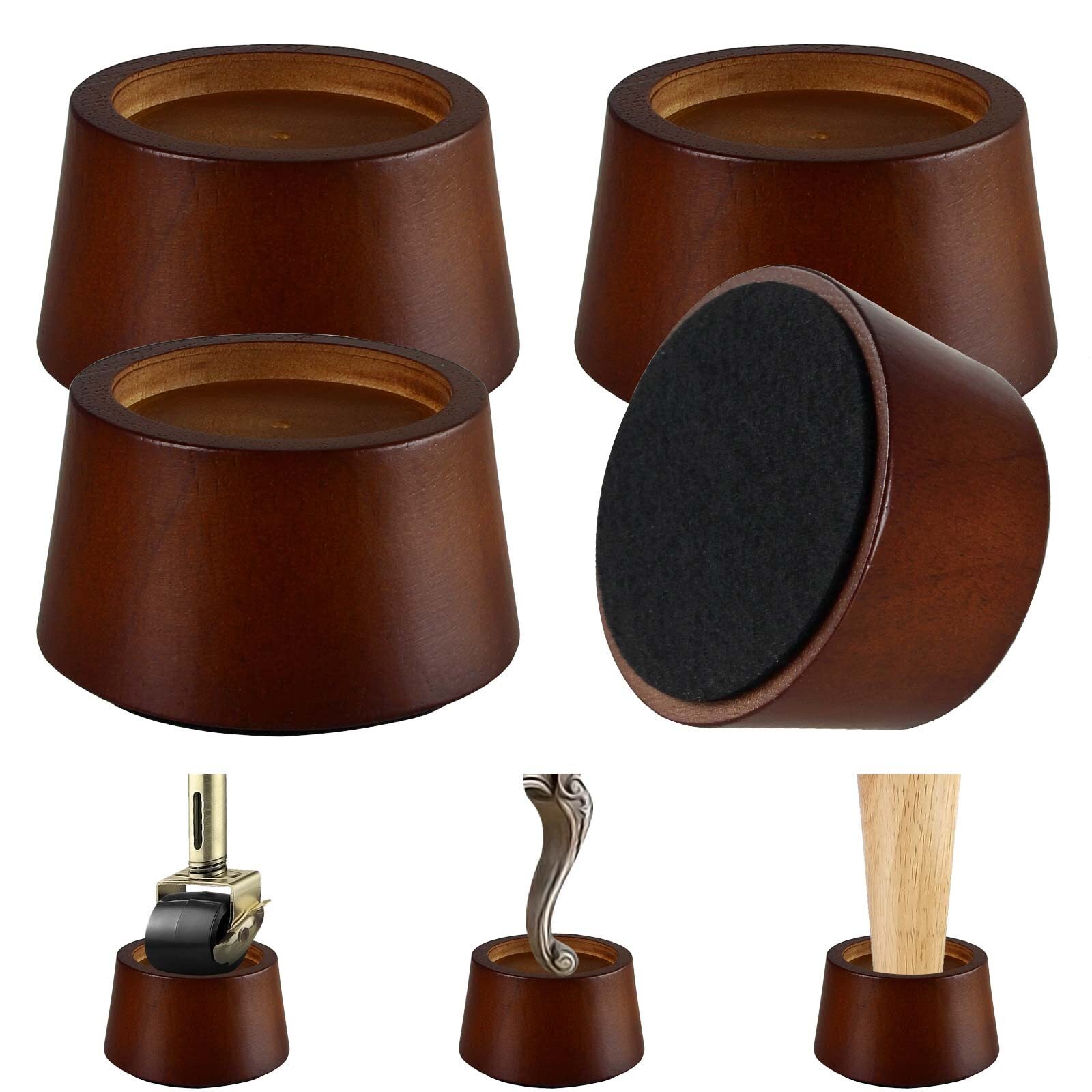 Furniture Raisers Bed Risers - 2 Inch Wooden Circle Heavy Duty Furniture Heig...