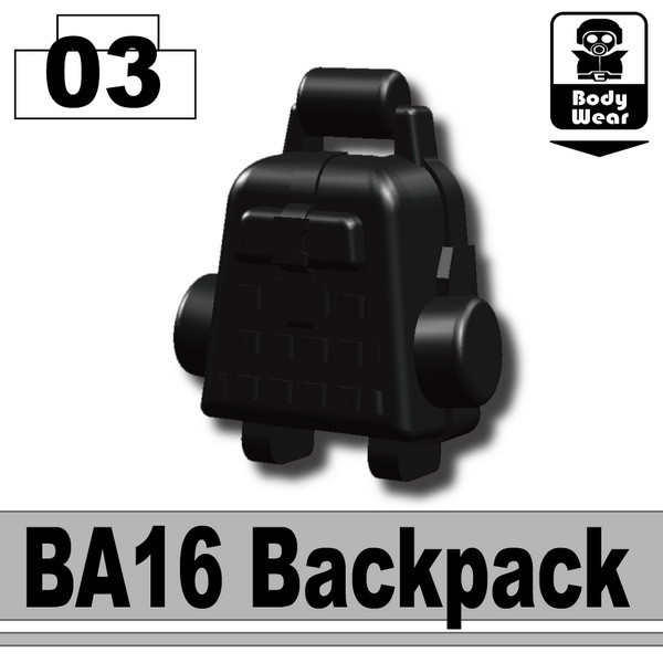 Black BA16 Backpack Army Tactical Equipment compatible with toy brick minifig