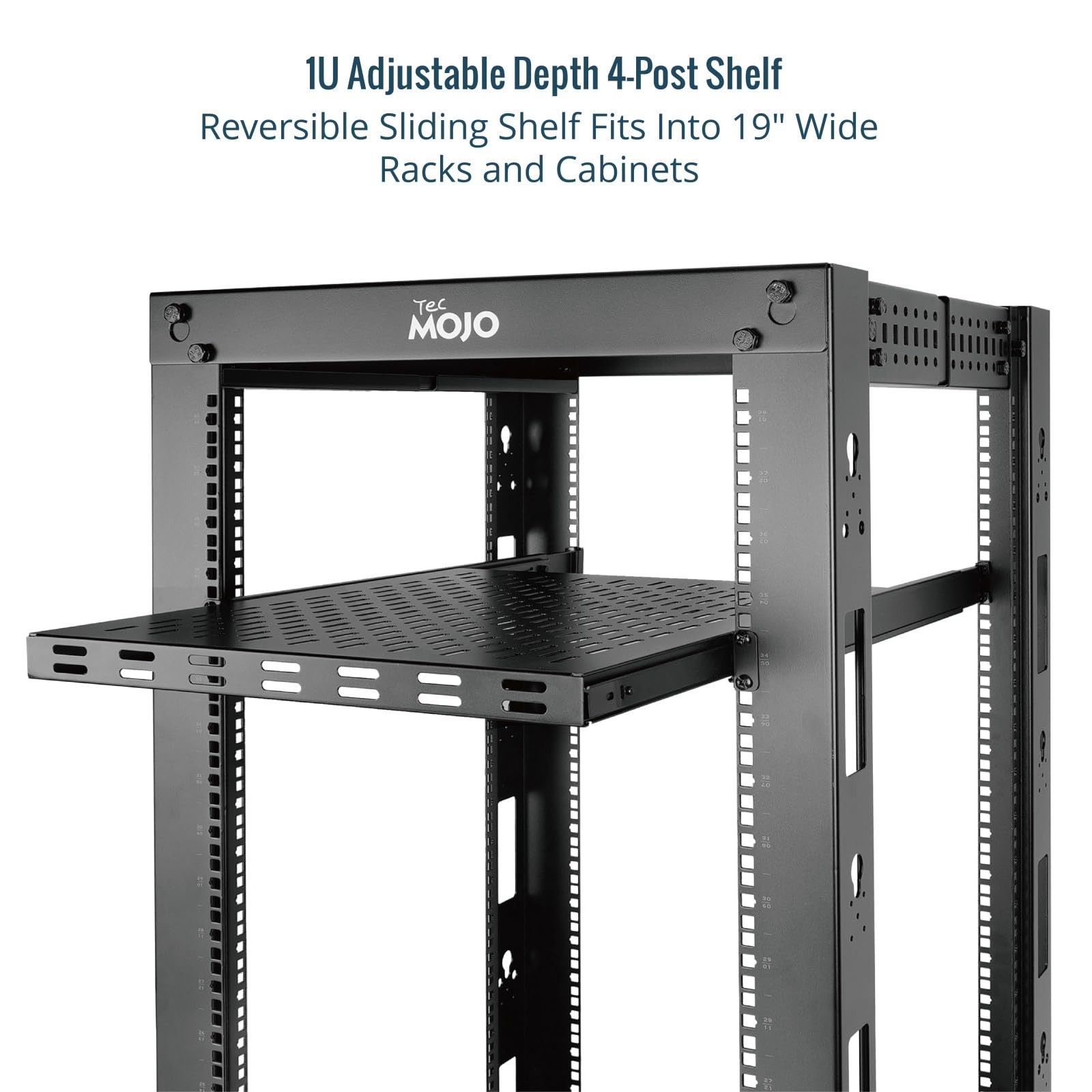 Tecmojo 1U Sliding Rack Shelf,4-Post Vented Rack Mount Shelf,13.8in Deep with