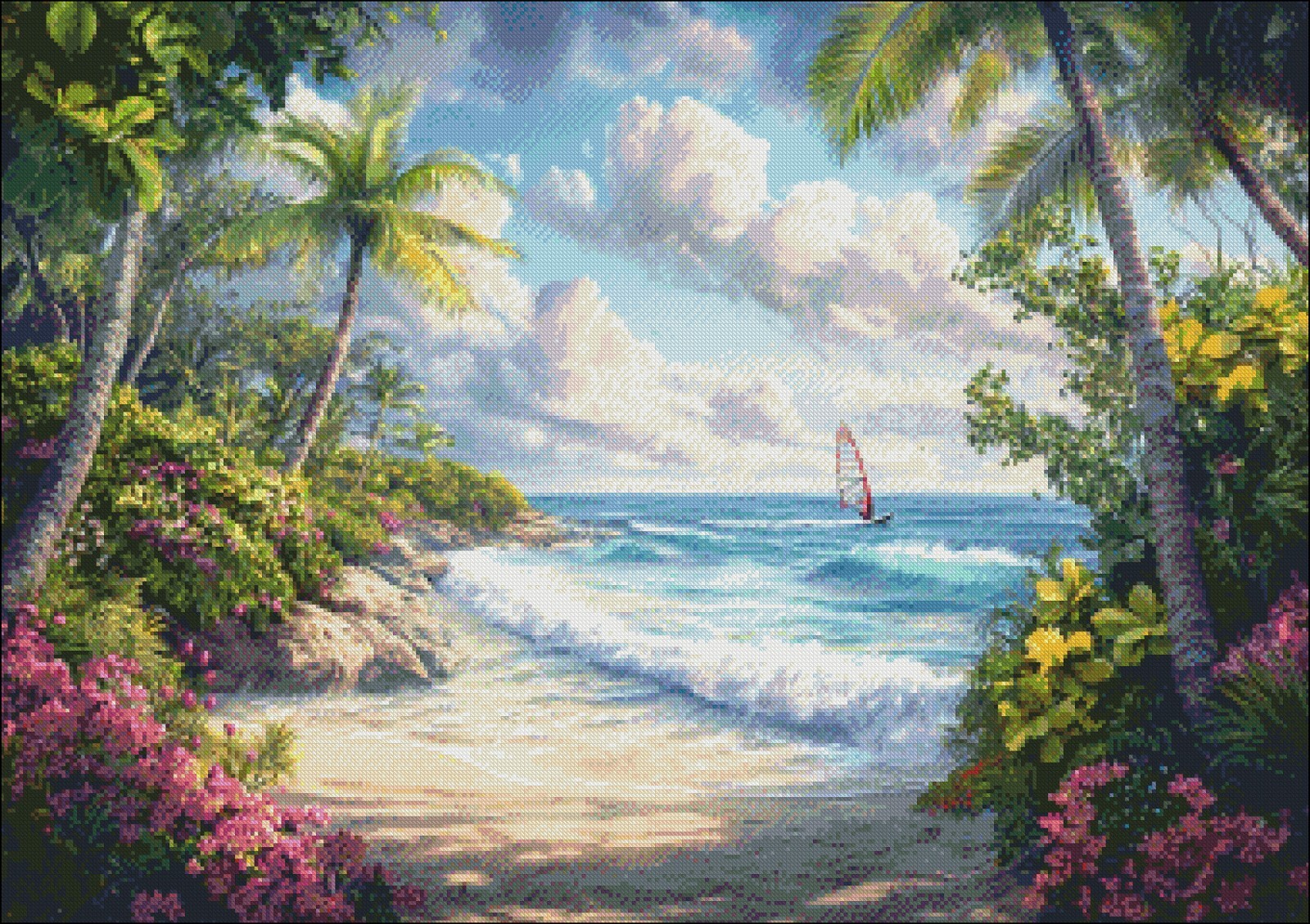 Windsurfing on Cabarete - DIY CHart Counted Cross Stitch Patterns Needlework DMC