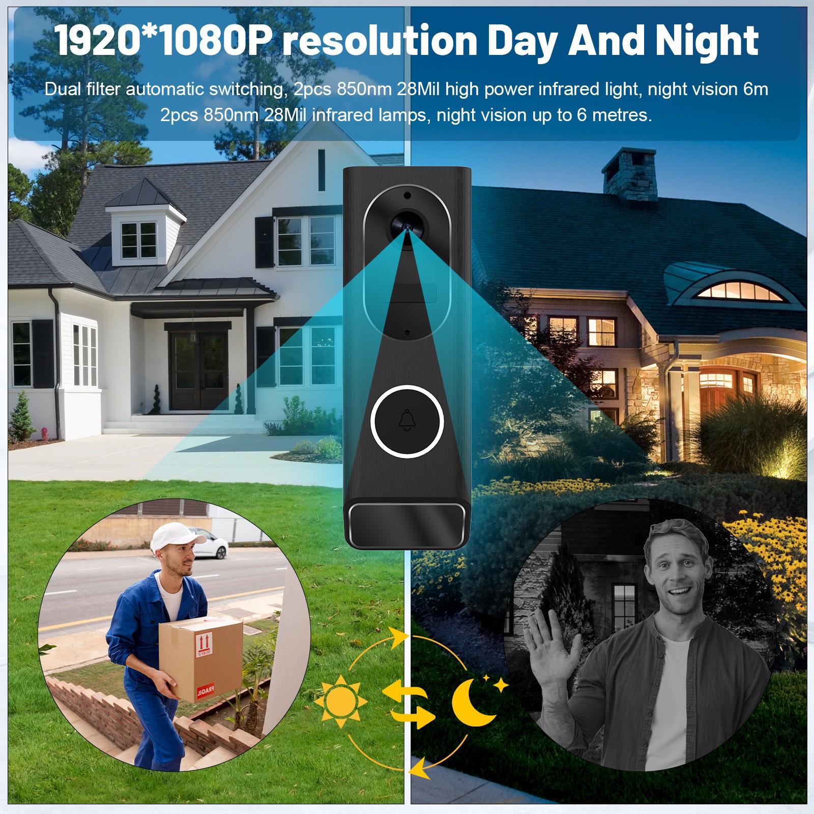 Smart WiFi Video Doorbell Wireless Door Bell Phone Ring Intercom Security Camera