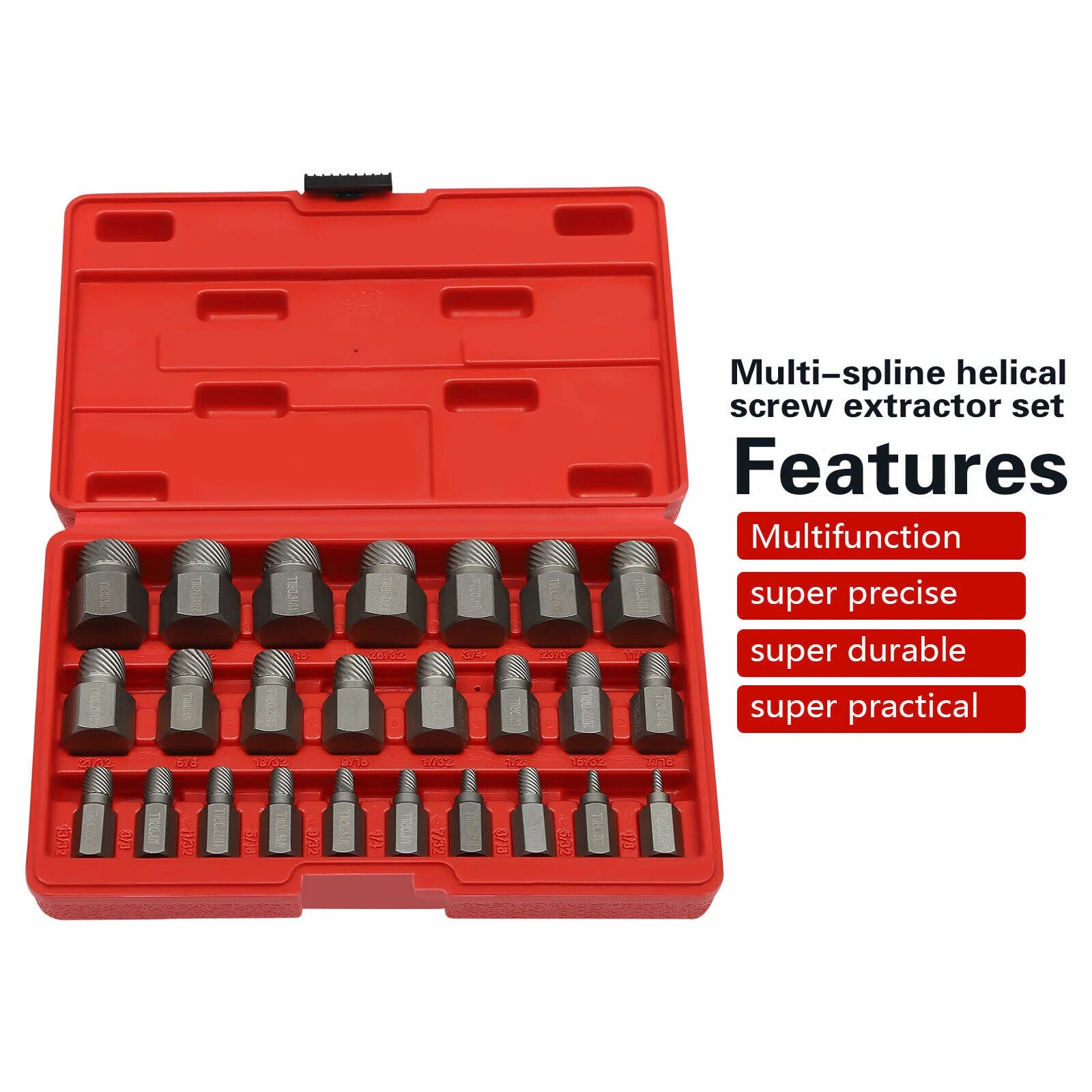 25Pcs Screw Extractor Set Hex Head Multi-Spline Easy Out Bolt Extractor Set
