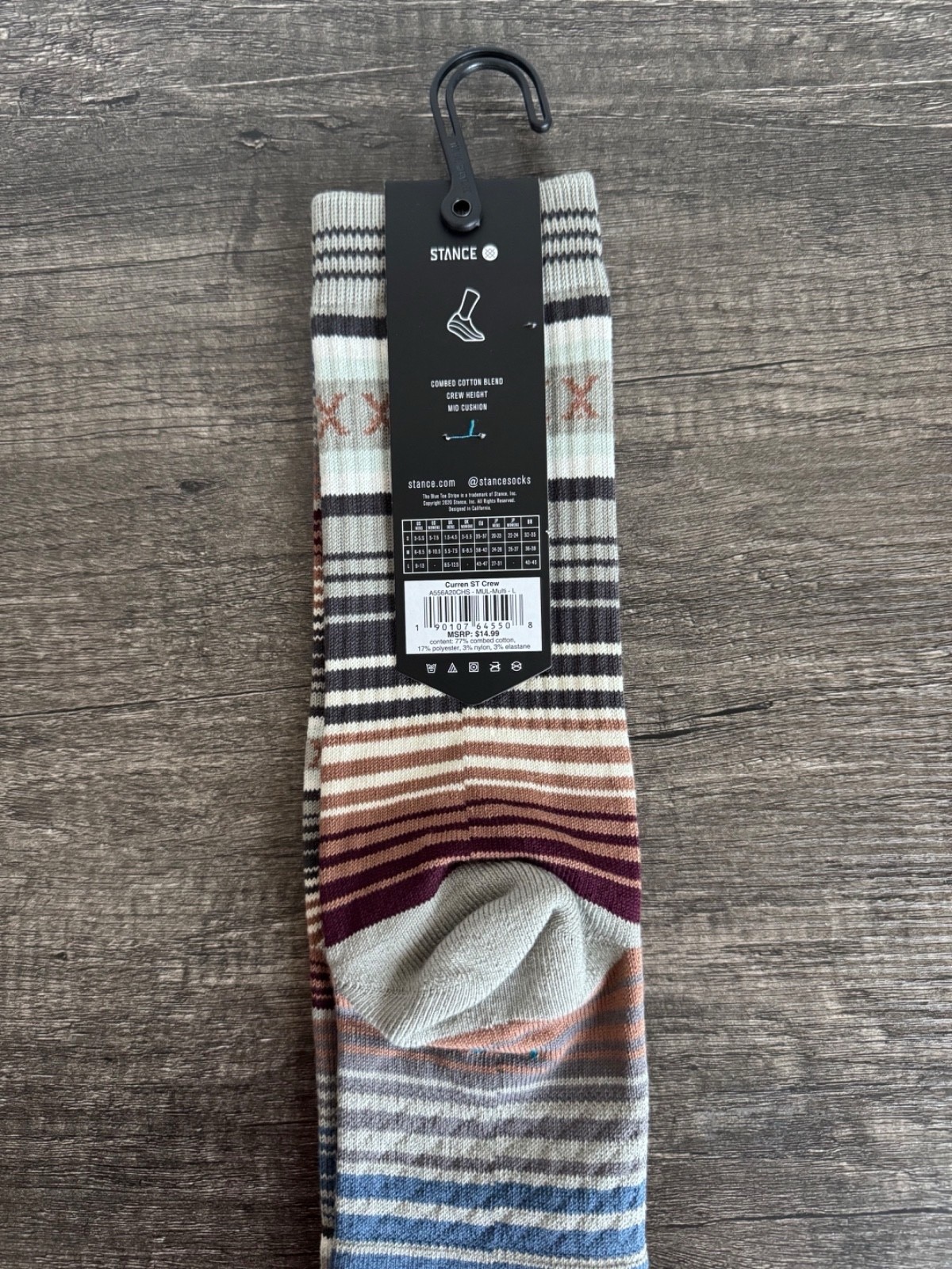 Stance Crew Socks • Curren ST Multi-Color • Size: MEDIUM or LARGE • 1 Pair (NWT)